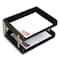 Dacasso Classic Black Leather Double Side-Load Letter Trays with Gold Posts AG-1072 - alternate 1